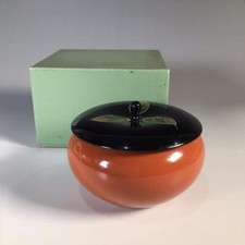 Persimmon-shaped Natsume Tea Caddy China Fuzhou Lacquerware  w/Paper Box Utensil