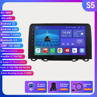 4+64GB Android 12 Car GPS Stereo Radio DSP Carplay 10.1'' For Honda CRV 2017-2021