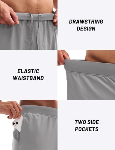Men's Hiking Shorts Quick Dry Summer Running Shorts with Pocket for Gym Sport... - Picture 5 of 6