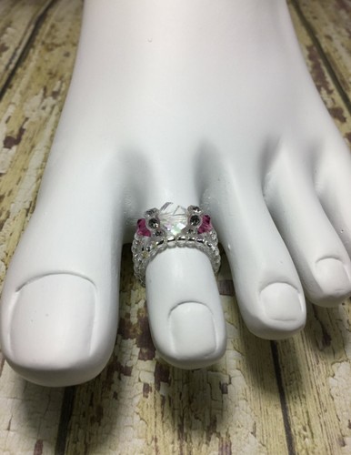 Anillo hecho a con punta elástica de cristal Swarovski elemento fuschia EE. UU. | eBay