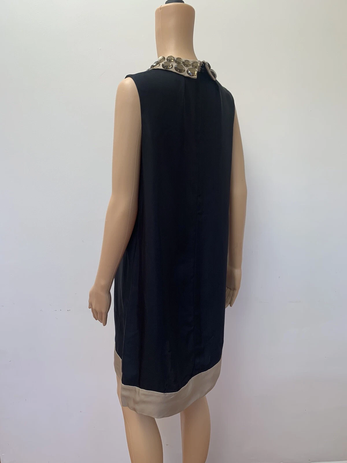 Abito Kate Spade nero classico LBD gioiello colletto smanicato carriera tubino 6