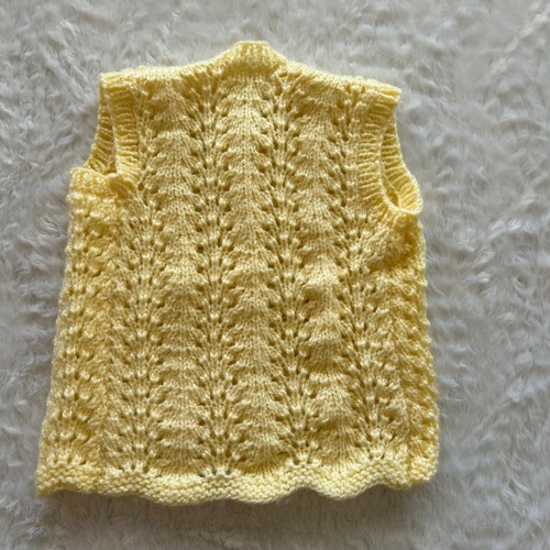 Vintage Yellow Crochet Cardigan Sweater Vest - Girls Large - Picture 8 of 9