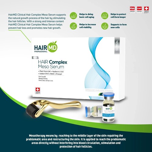 HairMD Clinical Hair Complex Meso Serum (10Pcs) + 2 Applicator + 1 Dermaroller - Picture 2 of 4