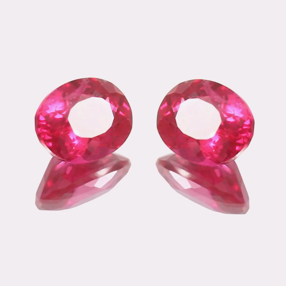 AAA Quality Natural Mozambique Ruby Loose Oval Gemstone Cut Matched Pair 10x7 MM - Image 3 of 4