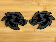 Wolf Badges W Red Eye Car Emblem Fender Badges 2 Matte Black On Black Racing