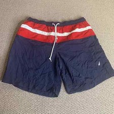 Nautica Mens Swim Trunks Size XL Blue Colorblock Mesh Lined Drawstring Pockets