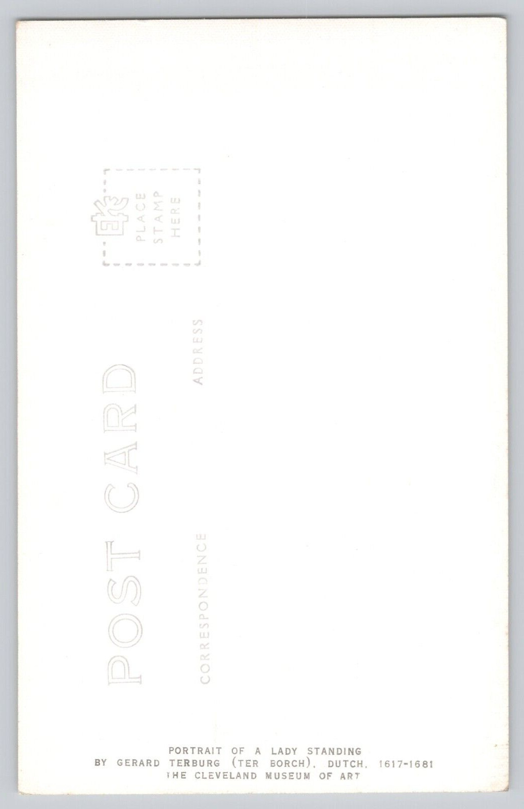 Postcard Portrait Of A Lady Standing, Gerard Terburg, The Cleaveland Museum Art