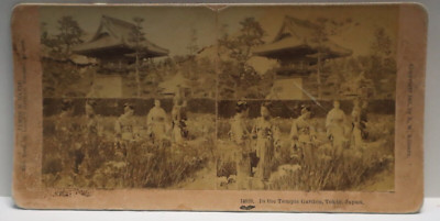 In The Temple Garden Tokio Japan 1901 James M. Davis Stereoview