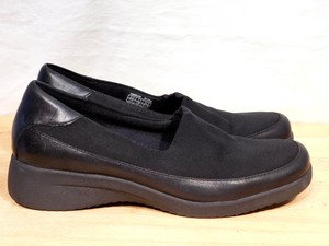 keds black leather slip on