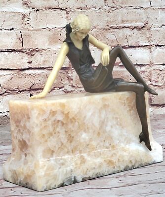Bronze Art Deco Figur Tänzerin Auf Sockel 20er Jahre Stil Ferdinand Preiss