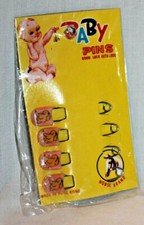 NEW IN PACKAGE SET OF 4 VINTAGE BABY PINS HORSE BRAND PINK