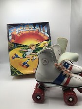 Vintage Official Roller Derby Fireball White Leather Roller Skates Us 2
