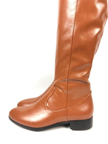 Botas de invierno para mujer con cremallera punta redonda sobre la rodilla botas altas en el muslo zapatos planos 2021 - Imagen 8 de 10