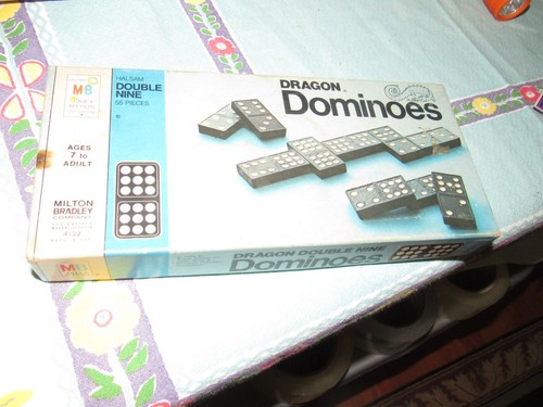 Halsam Double Nine Dragon Dominoes Wood in Box No. 920 55 Pcs Complete