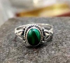Natural Malachite Ring,925 Sterling Silver Ring,Handmade Ring,All Sizes 3 to 14
