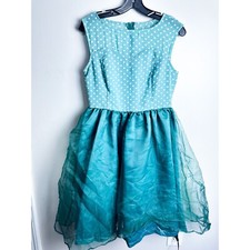 Lindy Bop Polka Dot Tulle 50's Pin Up Dress Womens Green 12 Retro Vintage