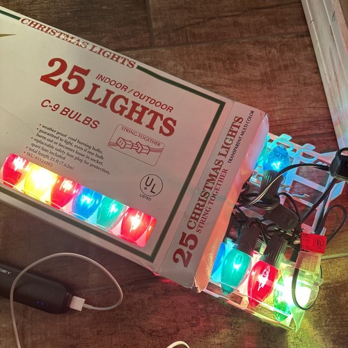 Set Of 2-25 Light Christmas Set Multicolor C9 Bulbs. 1 GE Twinkle Bright 15 Set - Picture 7 of 8