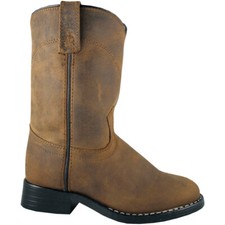SMOKY MOUNTAIN BOOTS Kids' Boys Toddler Roper 3036T Brown Leather Boots, Sizes