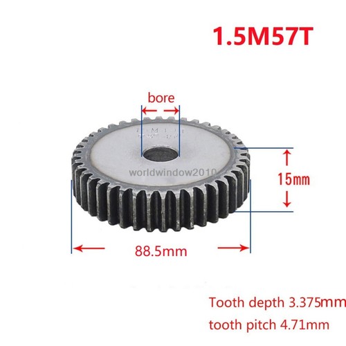 45# Ingranaggio a Spurone Acciaio 1.5M12T-60T Metal Mod 1.5 Pignone Ingranaggio 12-60 Denti Moter Gear - Foto 58 di 61