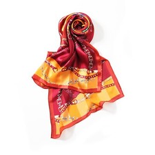 100% Seide Gestreift Voile Damen Burgund Gold Kette Streifen Lang Schal 180x53cm