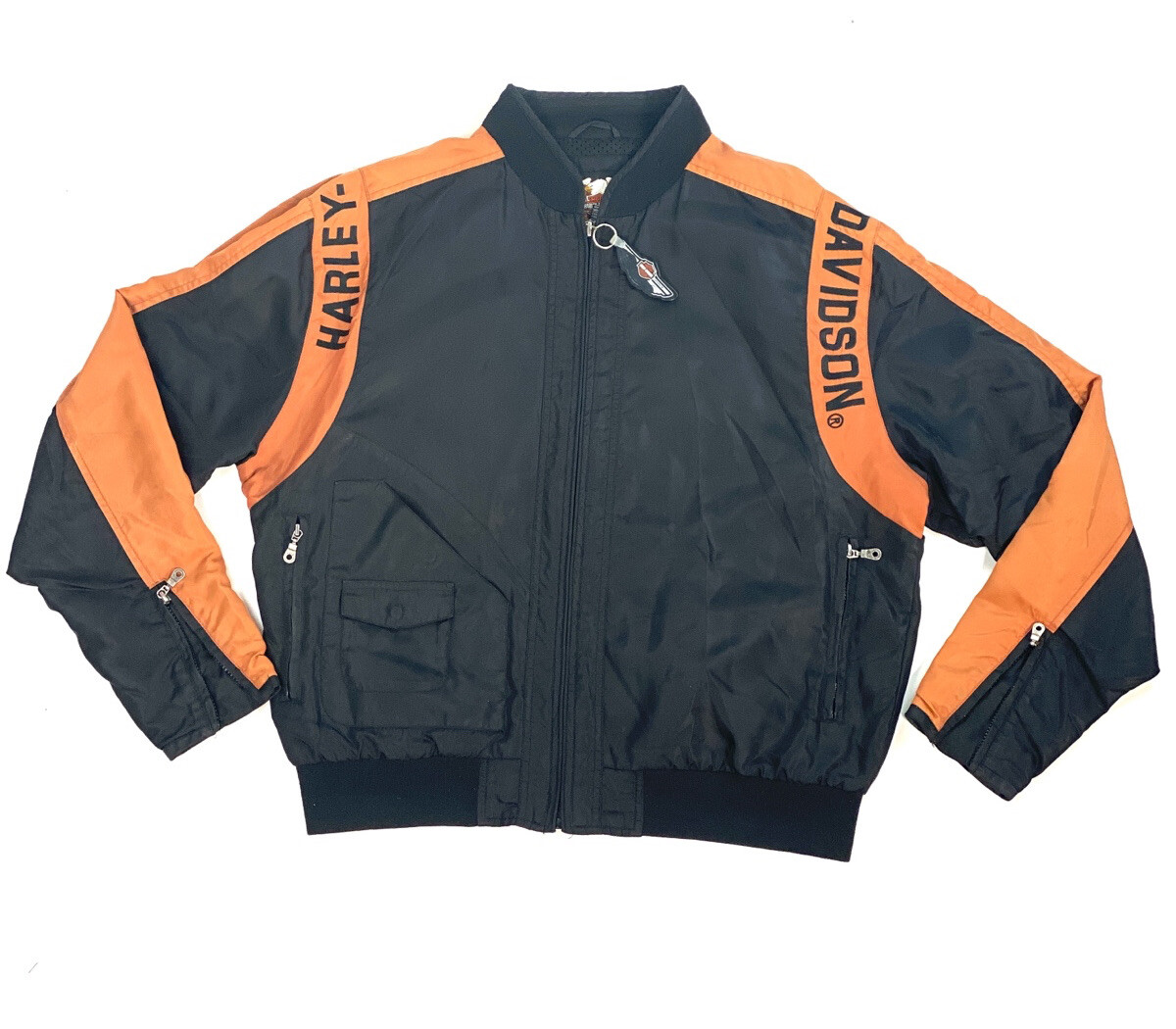 Harley Davidson Jacket Vintage 2003 Black Orange Logo Harley Davidson Jacket Vintage 2003 Black Orange Logo