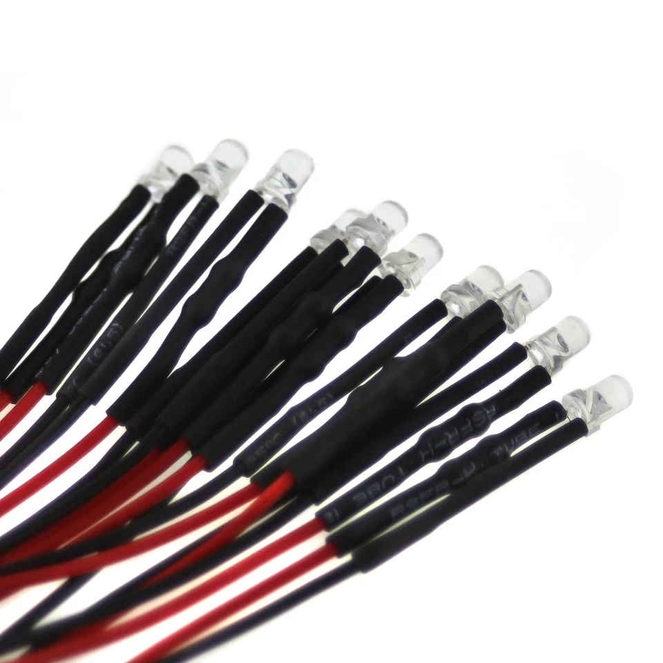 10 x 3mm LED, 12Volt, rot; mit 20cm Kabel u. Vorwiderstand - Bild 3 von 4