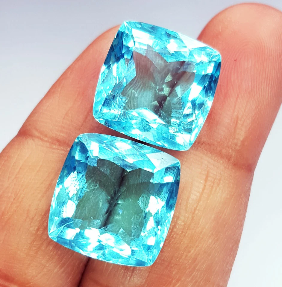 Par de piedras preciosas sueltas de aguamarina de 10 a 11 quilates certificadas corte cojín gema de aguamarina Foto 4 de 4