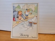 VINTAGE 1936 TAREYTON  HENRY COMIC CARD HENRY PLAING AT POND