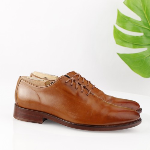 Cole Haan Mens Preston Oxford Size 8 M British Tan Leather Wholecut Dress Shoe - Picture 18 of 21