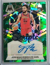 23-24 MOSAIC JEREMIAH ROBINSON EARL SCRIPTS GREEN CRACKED ICE PRIZM AUTO