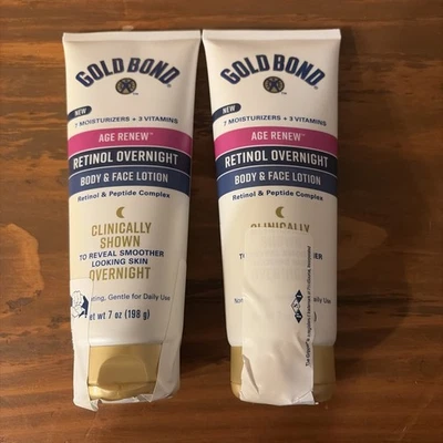Gold Bond Age Renew Retinol Overnight Body&Face Lotion, Retinol&Peptide (2 Pack)