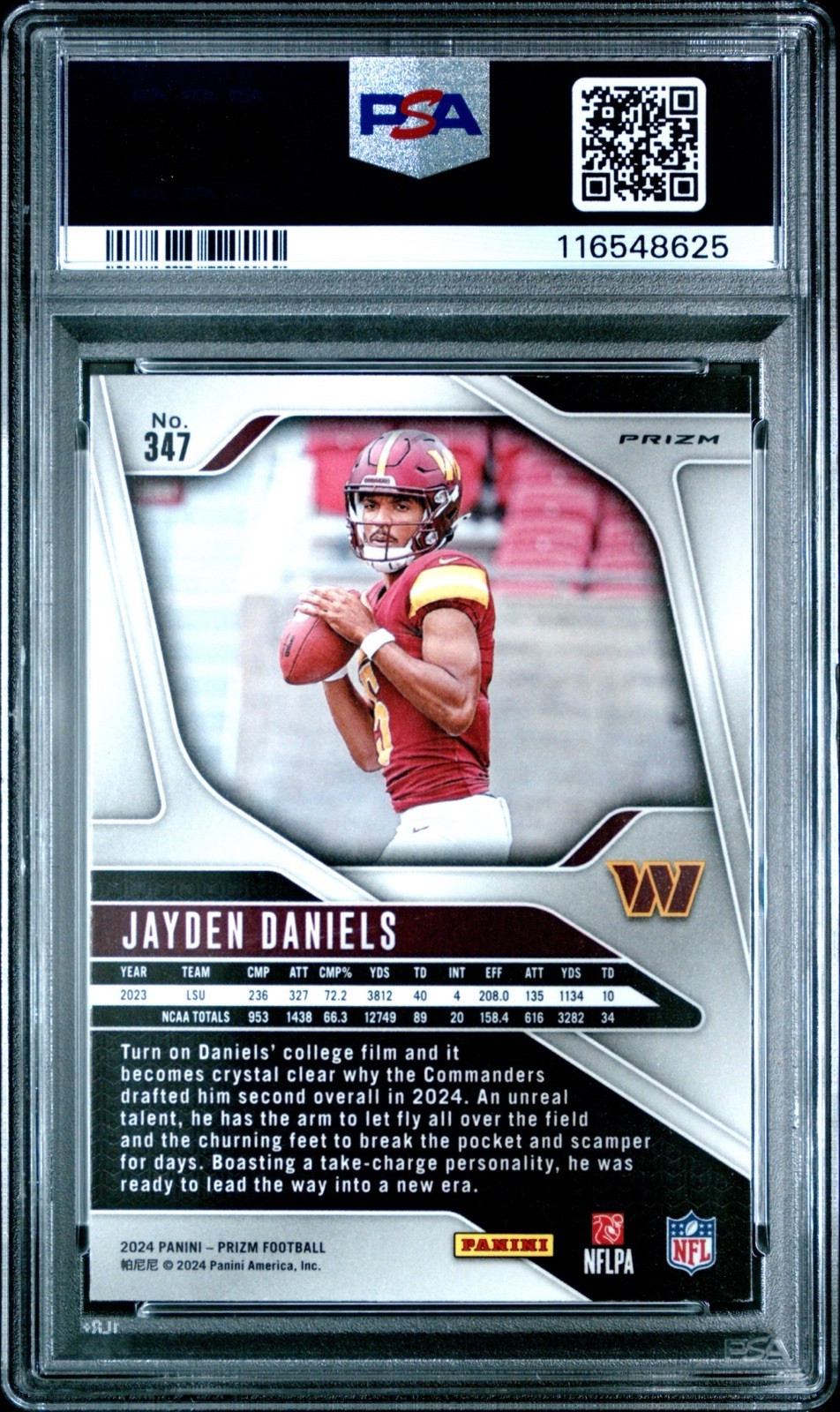 2024 Prizm Jayden Daniels Silver Rookie PSA9 Commanders #347 view 2