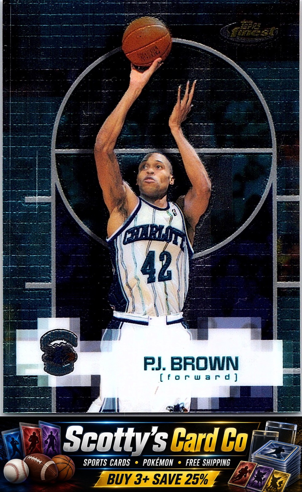 P.J. Brown 2000-01 Finest #2 Charlotte Hornets