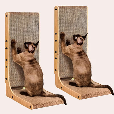 Cat Scratcher 2-Pack L-Shape Brown 25.6'' Sofa Guard Cardboard Scratcher