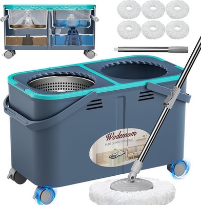 2026 Upgraded Gen 2 Spin Mop and Bucket Set with 4 Swivel Wheels for Easy