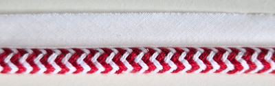 17 Yds. Conso Thick Red/White Woven 3/8'' Piping Cord Trim 1'' Wide pp-278