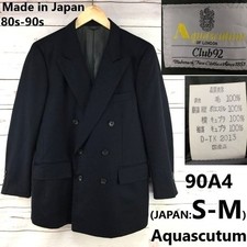 80s-90s Japan vintage Aquascutum wool navy blazer 90A4 S-M