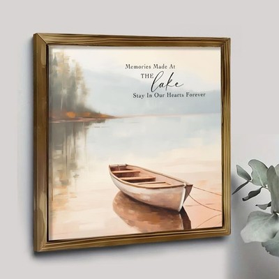 Memories Made at the Lake Wooden Frame Sign Serene Boat Impressionist Wall Art