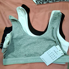 Calvin Klein Modern Cotton Logo Band Bralette 3-Pack Wireless Unlined M