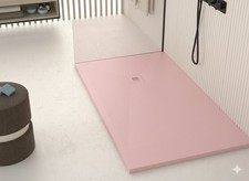 Piatto doccia rosa pink in marmoresina, Gelcoat, antiscivolo, piletta compresa