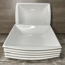 Set of 6 MALACASA Blance Soup Plates / Modern Ivory 8" Porcelain Set