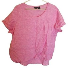 Tahari Womens 100% Linen Tunic Plus Size 1X Coastal Grandma Lagenlook Resortwear