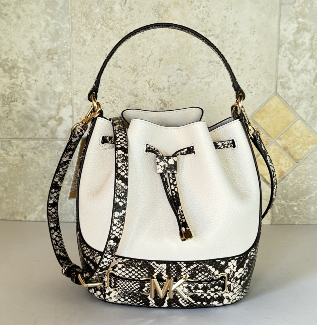 Michael Kors Reed MD Top Handle Bucket Crossbody Bag Exotic