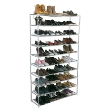 Simplify 10-Tier 50 Pair Shoe Rack, Grey