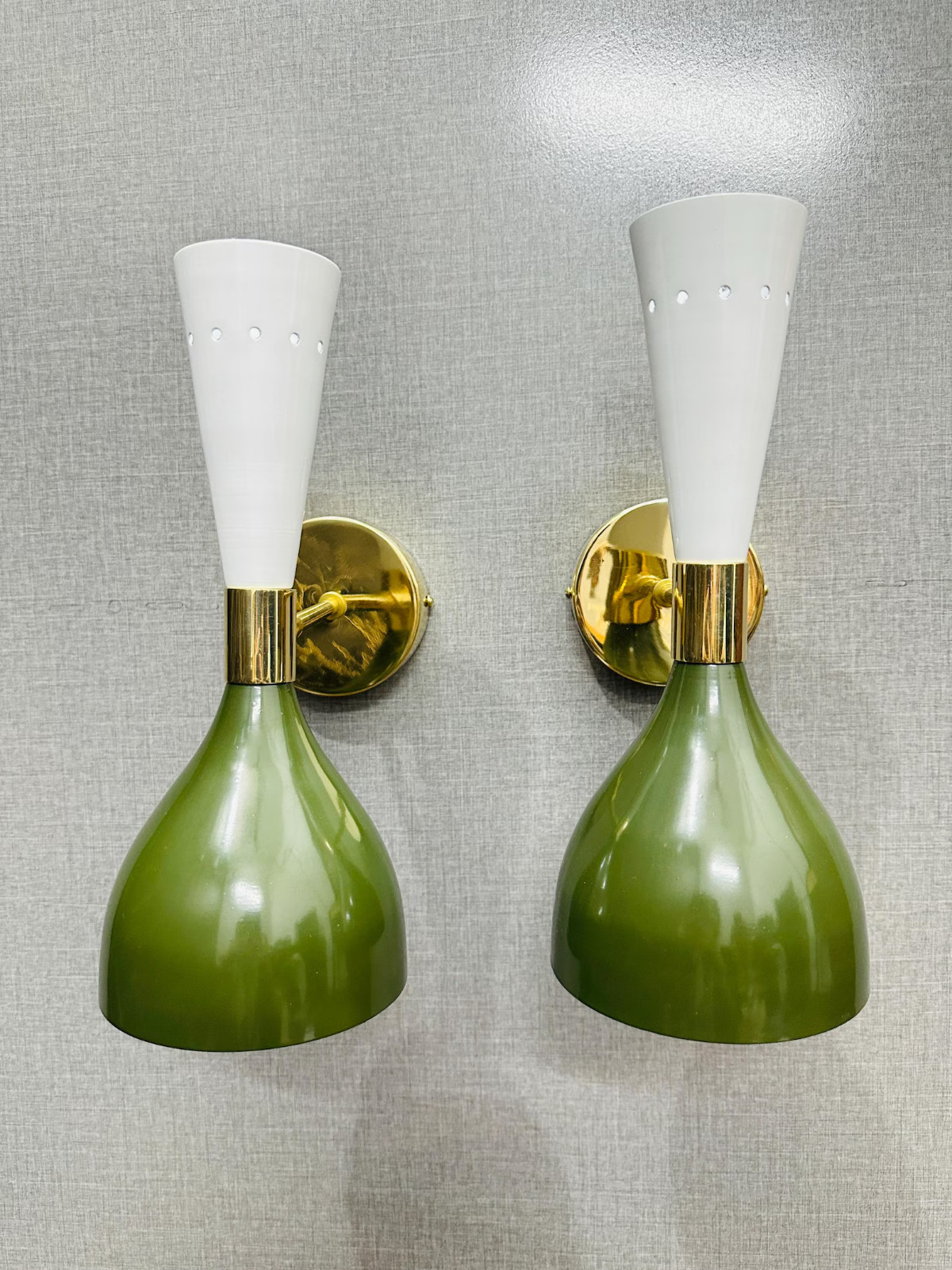 Italian Brass Wall Sconces Olive Green & White Wall Lights Christmas Gift Item