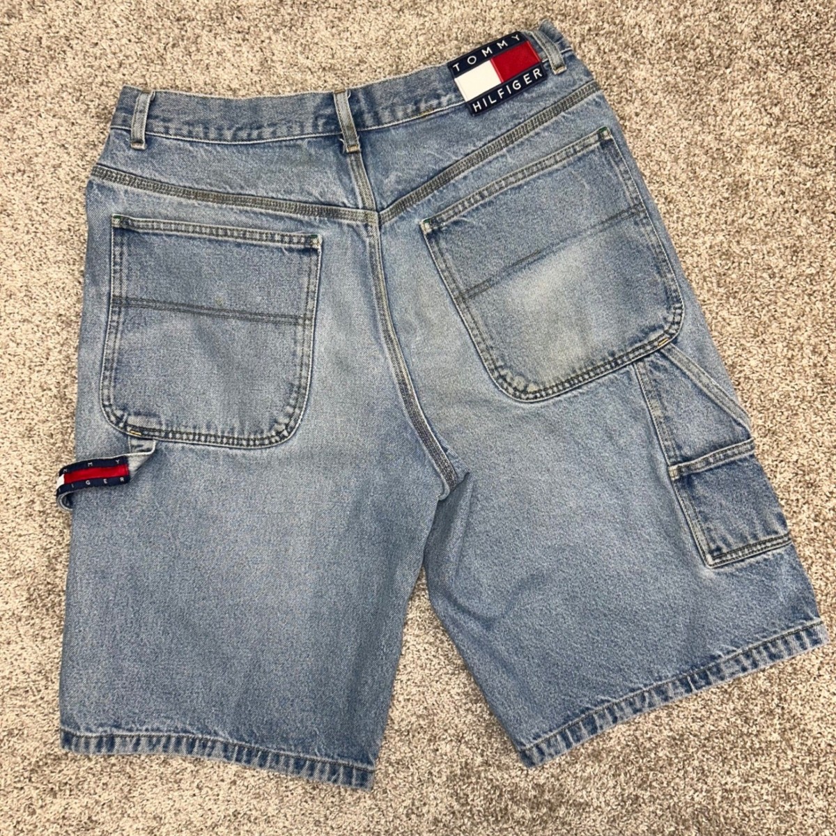 Vintage Tommy Hilfiger Carpenter Denim Jean Shorts Men Size 34 y2k