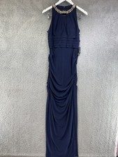 Adrianna Papell Dark Blue Bedazzled Long Dress Women's Size 4 NWI