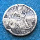 1877-S Seated Liberty Silver Dime Bent / Damaged -c