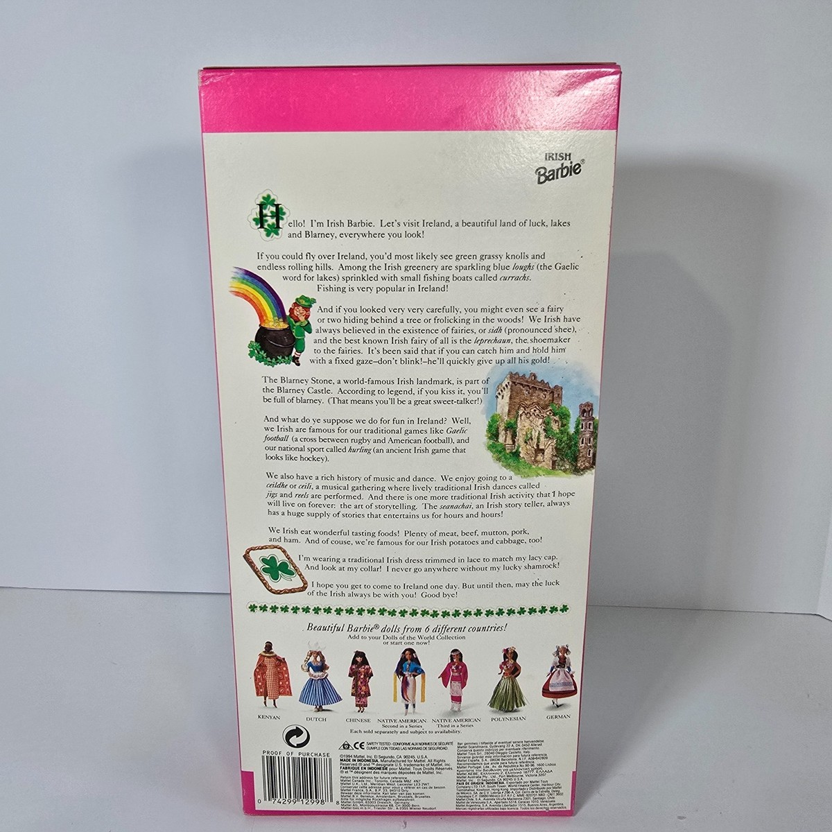 1994 Barbie Dolls Of The World Irish Barbie Ireland #12998 New In