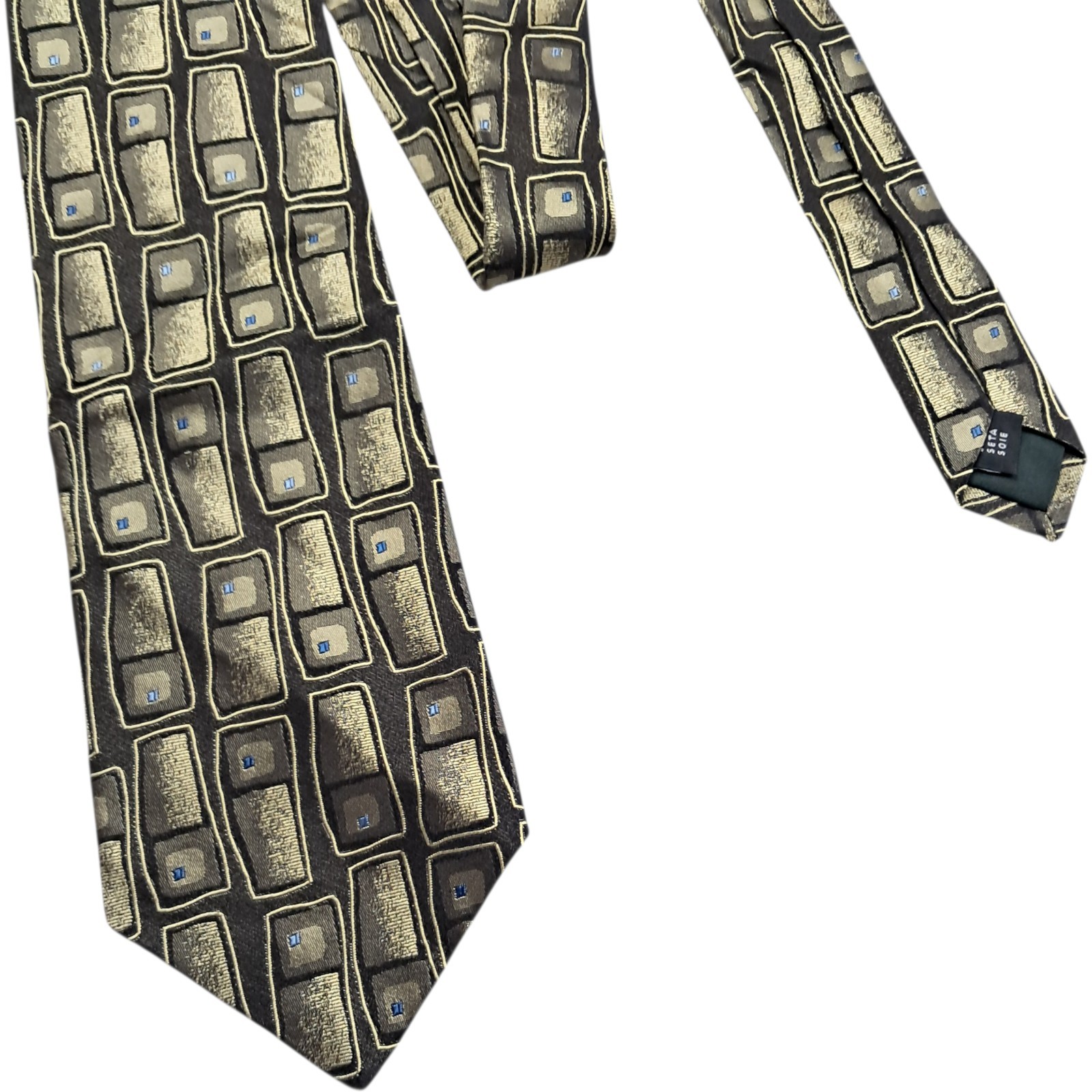 Enrico Mori Tie Gold 3.5" Wide Men's Silk VTG Smart 80s Office Work Wear Wedding image 8